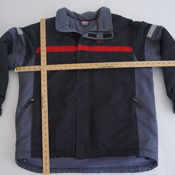 VTG Y2K Gray Tag Nike Black Red Fleece Lined Red Check Zip Up Nylon Ski Jacket L - Picture 4 of 11